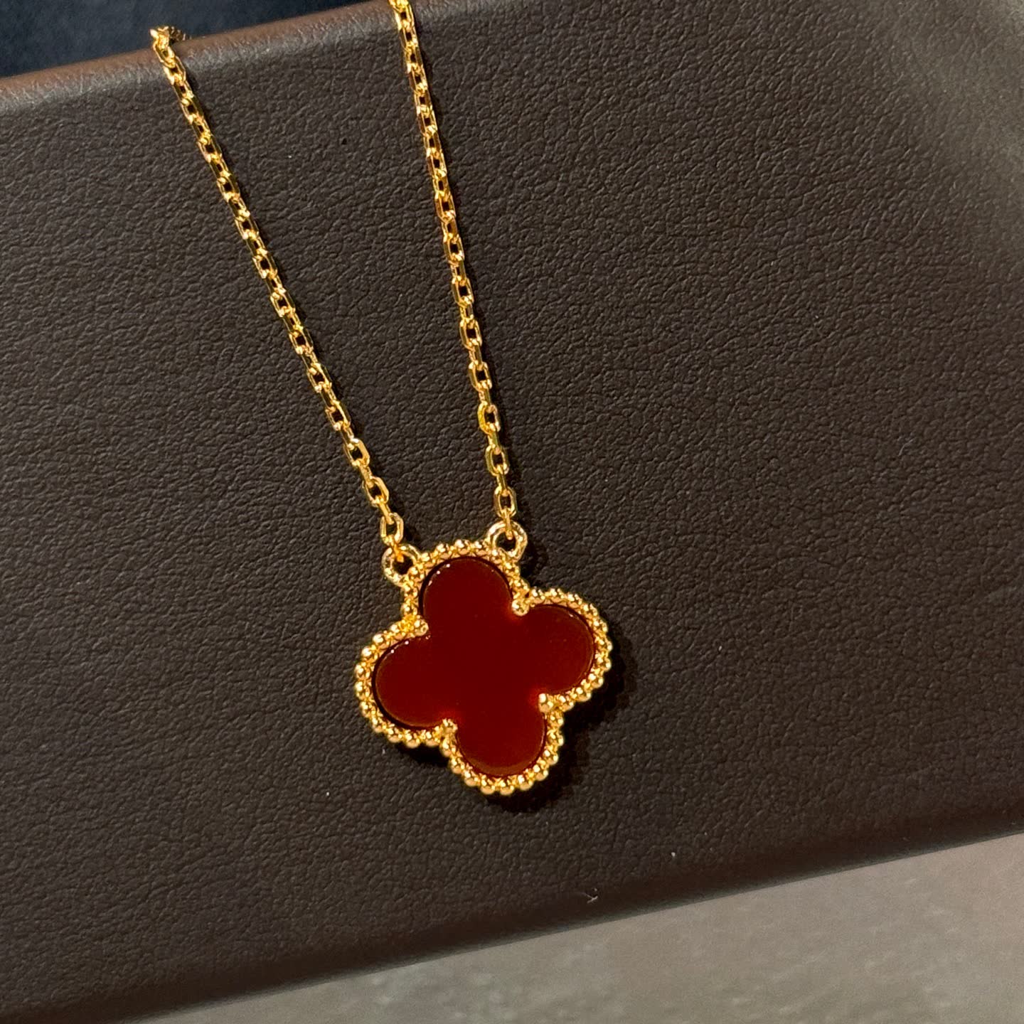Van Cleef & Arpels Vintage Alhambra 18K Yellow Gold Ruby and Diamond Necklace